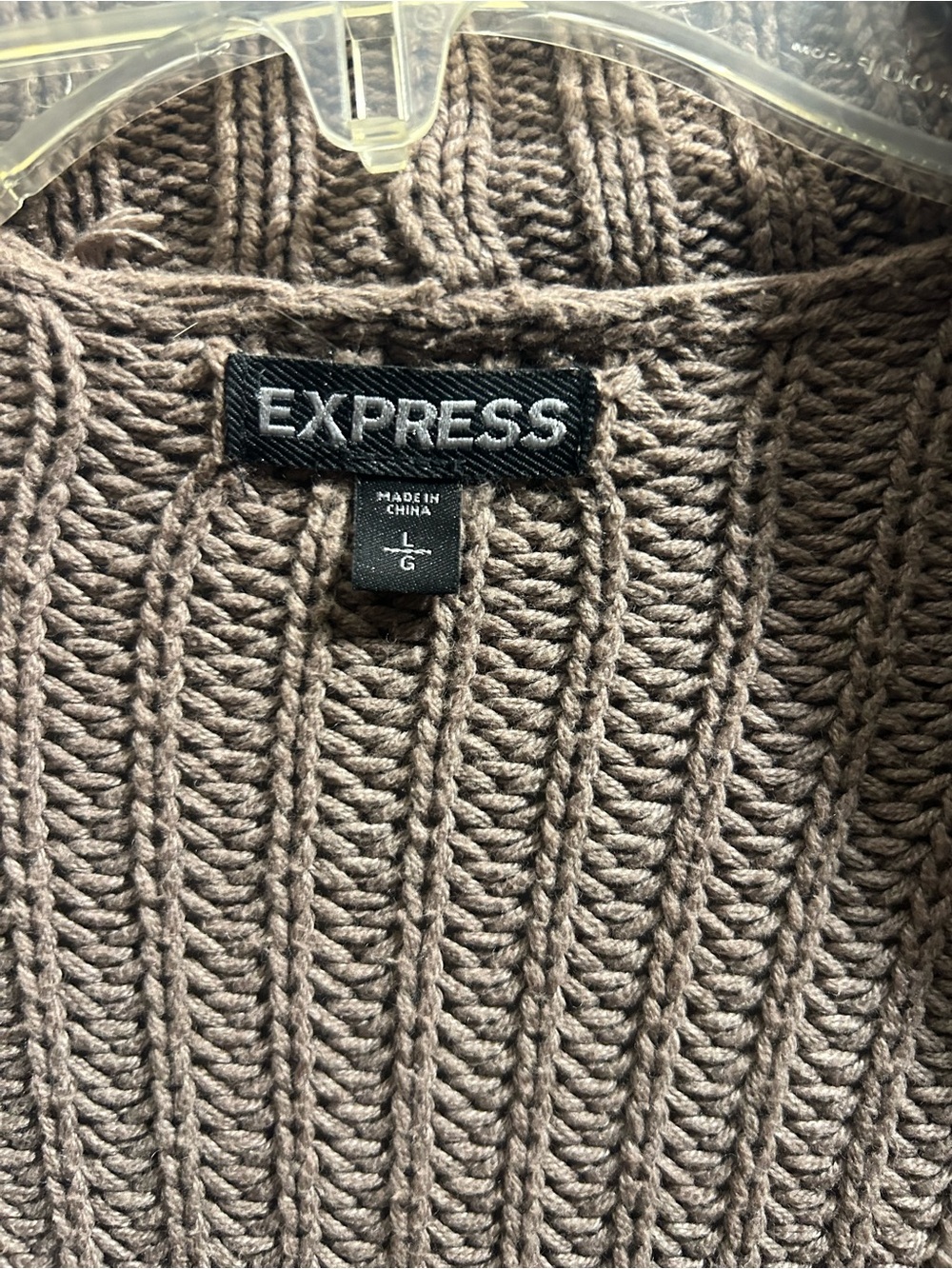 Express Taupe Open-Front Ribbed Cardigan - Picture 2 of 2